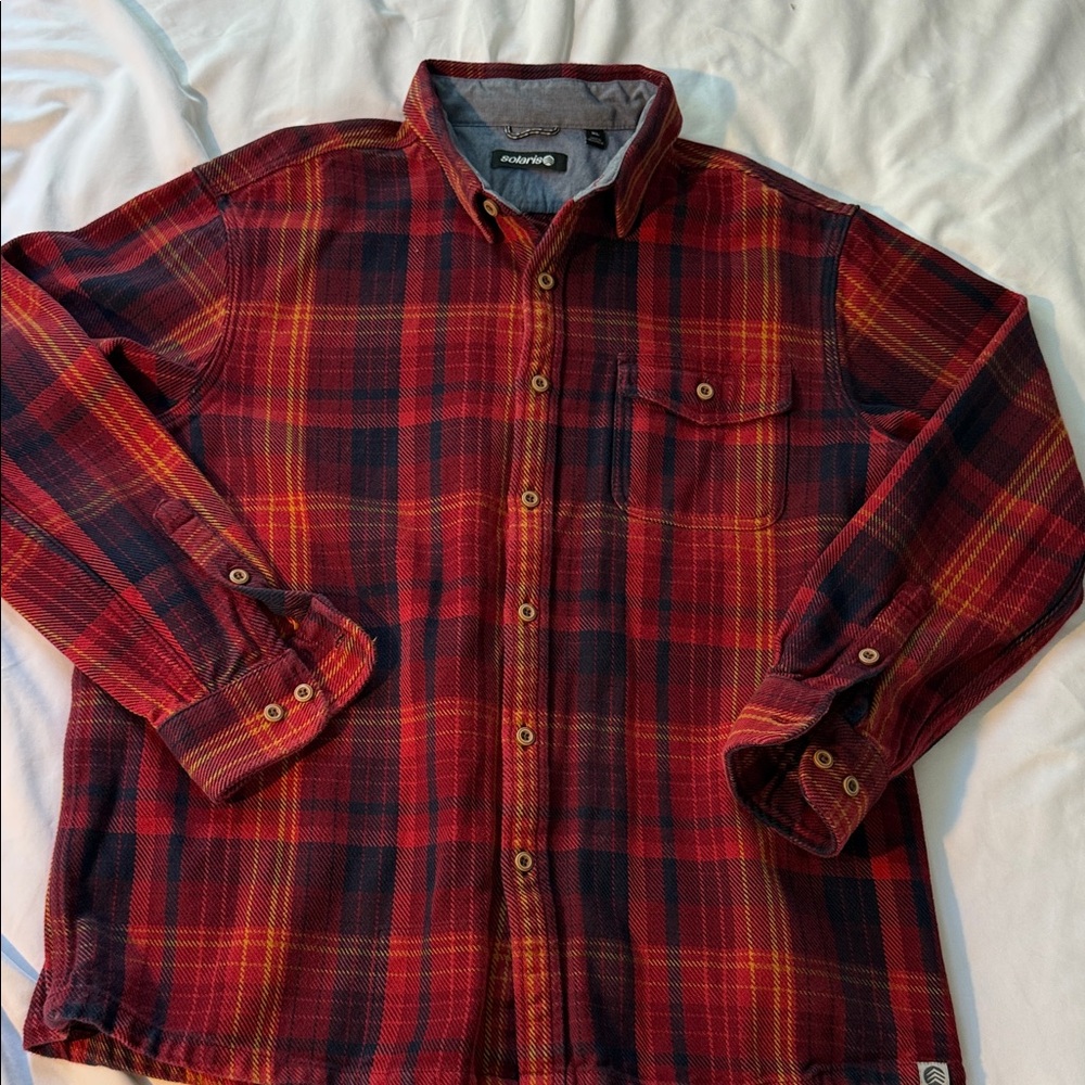 Flannel Plaid Shirt in Red and Black